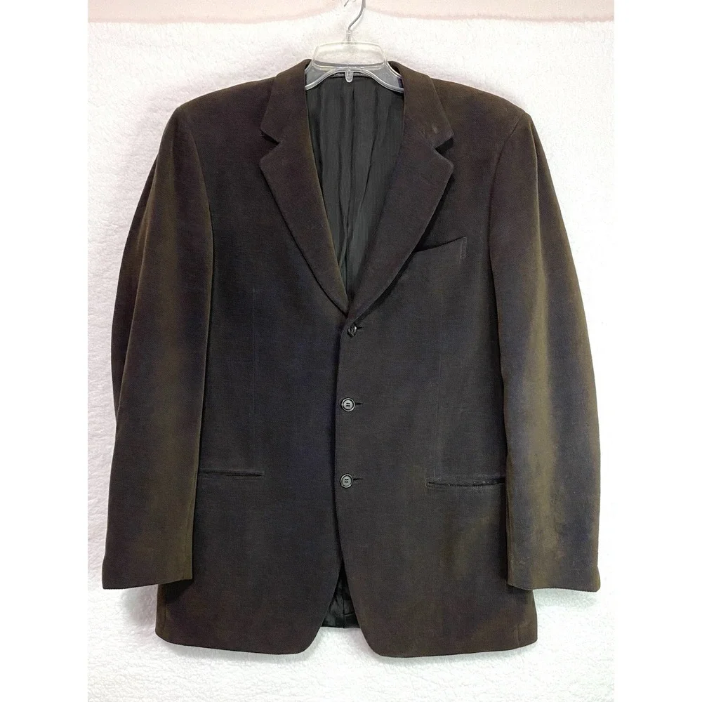 Ermenegildo Zegna Blazer Jacket Mens Size 52L Brown Wool/Cotten Tweed‎